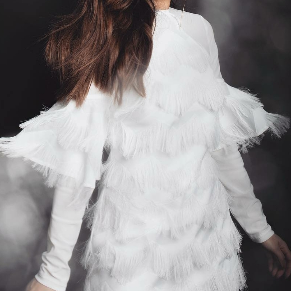 Elliatt Bass Dress in White Fringe XS Revolve